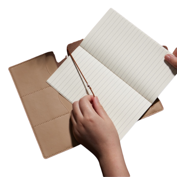 PU Leather A6 Zipper Notebook with Card Slots Dual