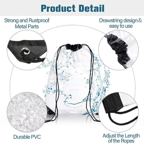 12 Inch Clear Waterproof PVC Cinch Backpack