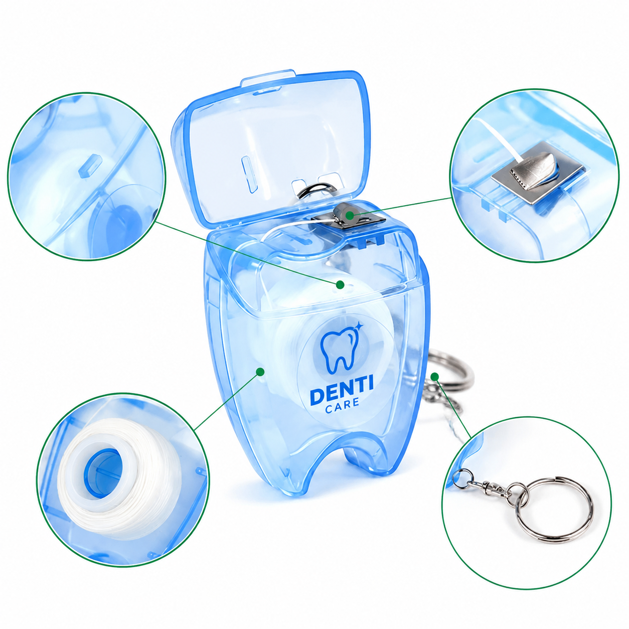 Dental Floss Dispenser With Tooth Shape
