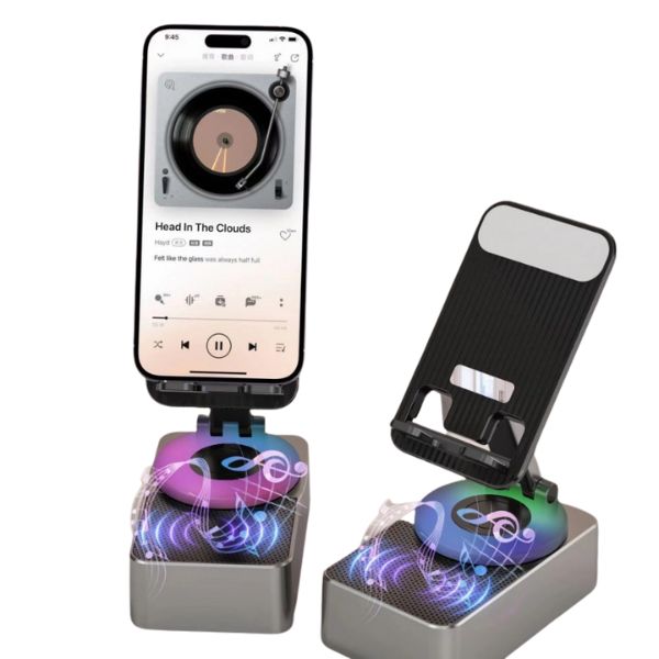 Bluetooth Speaker with Integrated LED Phone Holder
