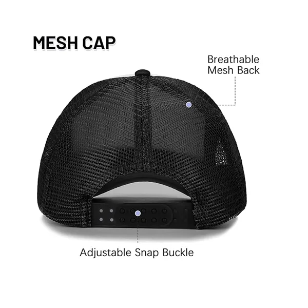 Adjustable Polyester Mesh Trucker Hat for Adults — Mesh — White