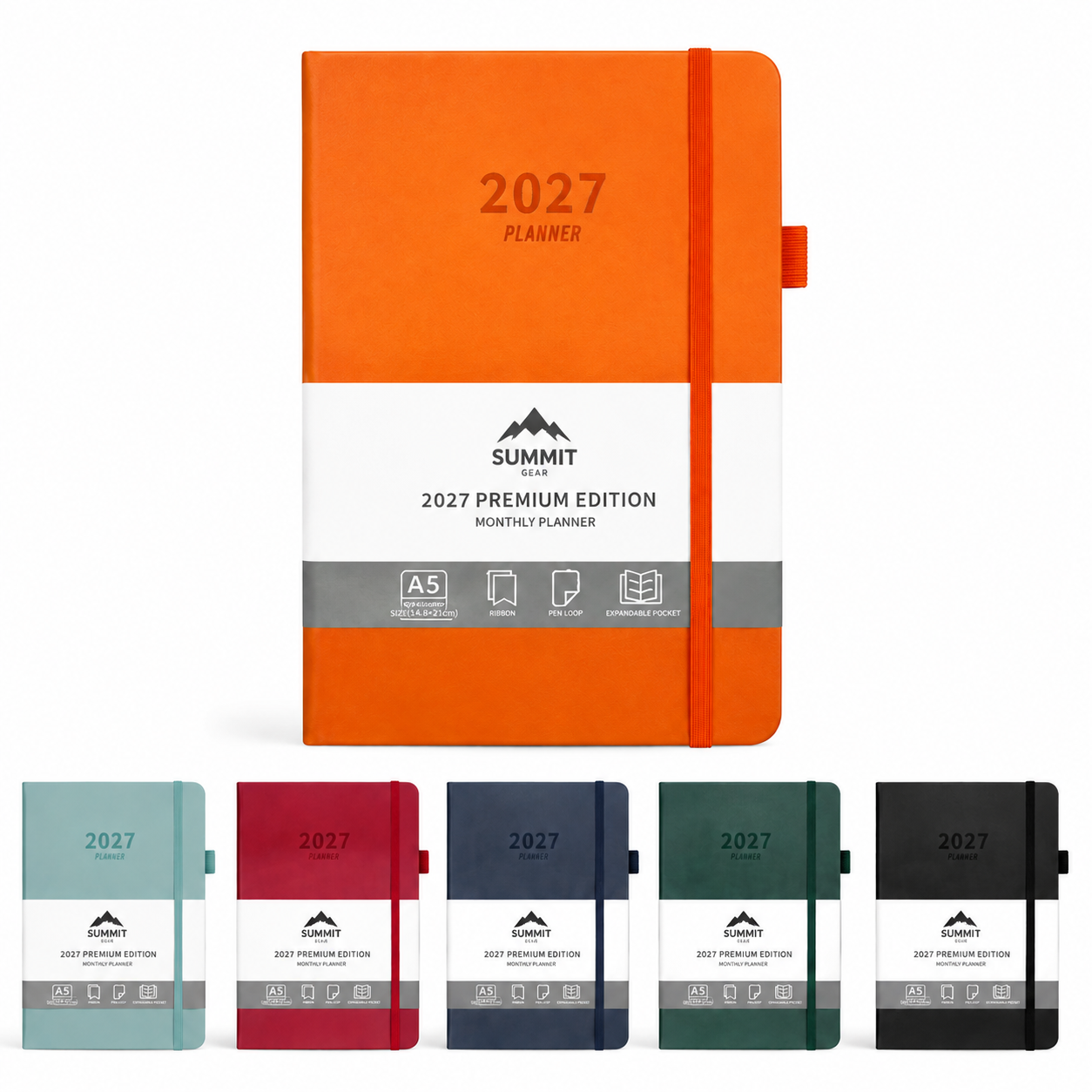 2027 Planner Leather Cover Week and Day Calendar