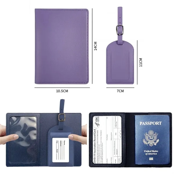 Passport and Card Holder with PU Leather Luggage Tag