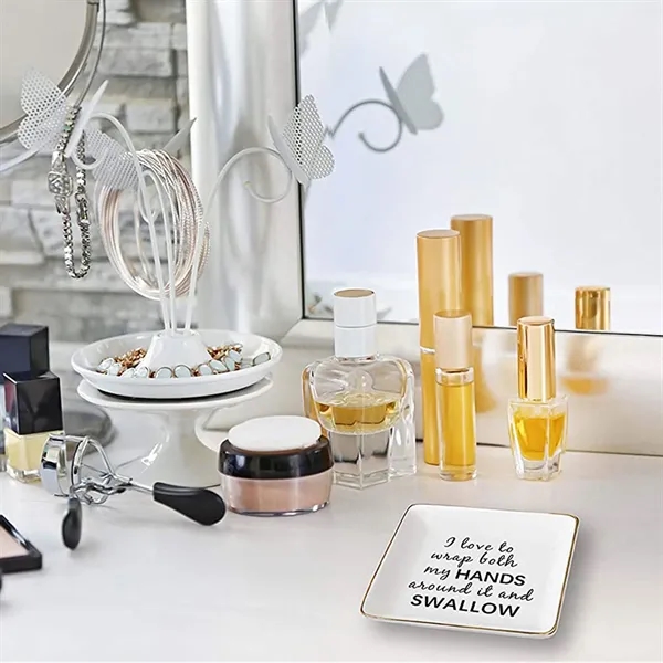 Golden Line Ceramic Ring Holder for Dresser or Nightstand