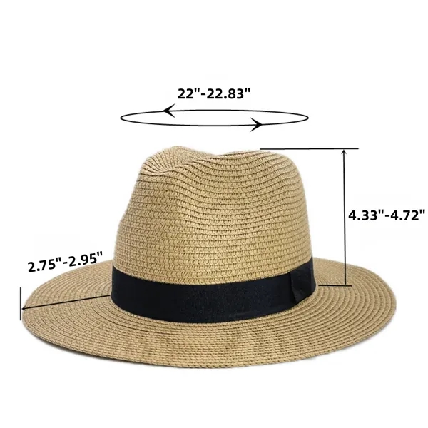 Summer Sun Hat with Tear Shape Crown — Paper Straw-Polyester — Khaki