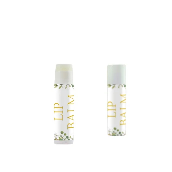 Budget Lip Balm Promotional Giveaway with Custom Printing — Olive Oil-Organic Beeswax — Clear