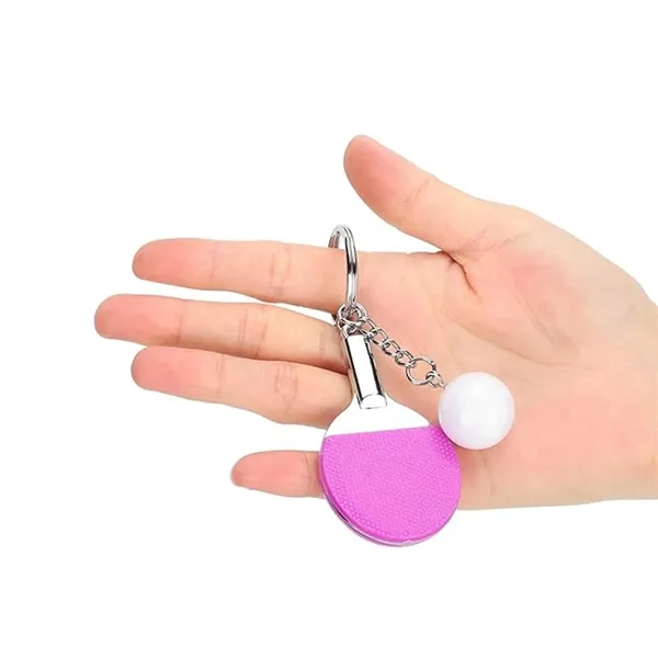 Table Tennis Keyring Metal Rubber Racket Shape 6.5cm