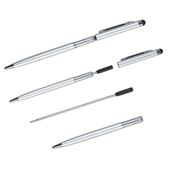 Dual Function Ballpoint Touchscreen Stylus Pen — Metal — Black