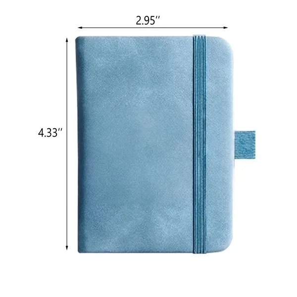Mini Leather Notebook 100 Sheets, Elastic Band — Leather — Light Blue