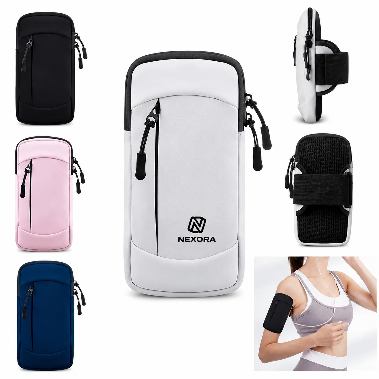Crossbody Armband Hook Phone Bag for Active Use — Pu — Black