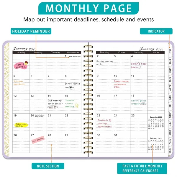 A5 Planner Calendar January to December 2025