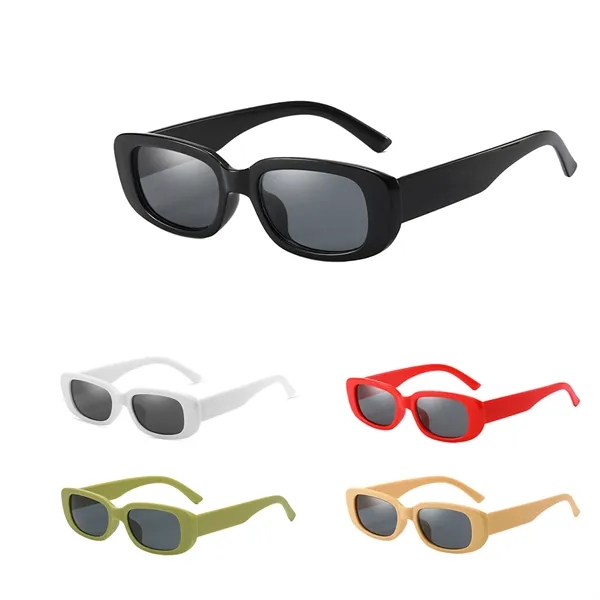 Narrow Black Rectangular Sunglasses with UV400 Lenses