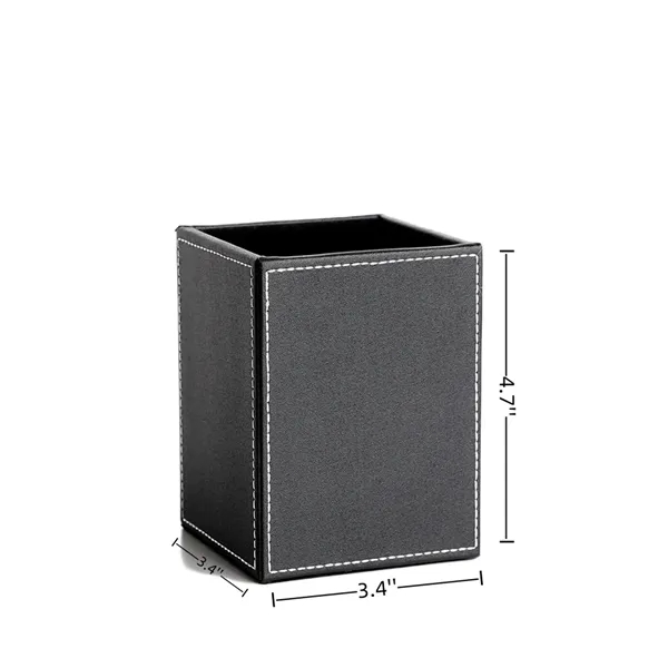 MDF Desk Organizer Cup in Square PU Leather