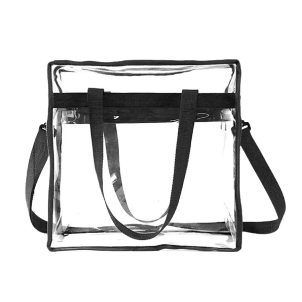 Spacious Waterproof Clear Concert Tote — Pvc — Black