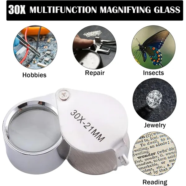Durable Metal Pocket Jewelry Magnifier — Metal — Silver