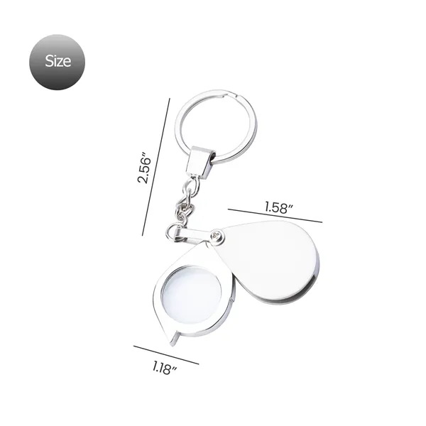 10X Glass Magnifier Mirror Keychain 2.56 x 1.58 x 1.18 Inch