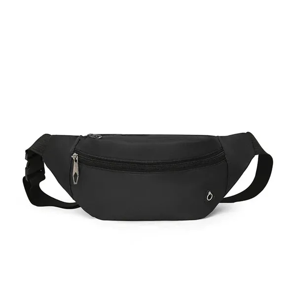 Crossbody Waist Bag with 2 Zippers — Nylon — Blue