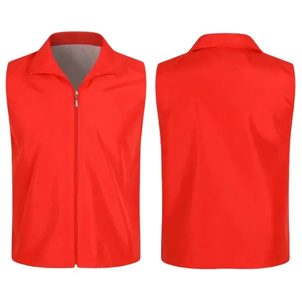 Polyester Mesh Lined Zipper Advertising Vest with 2 Pockets