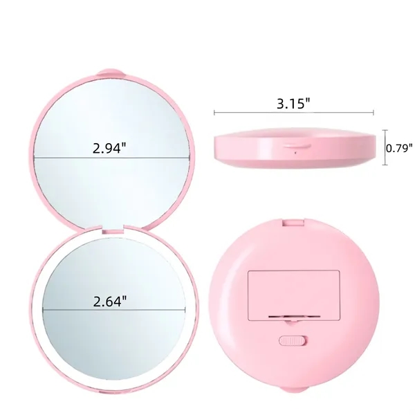 Handheld Folding LED Mirror for Makeup Touch-Ups — Abs — White