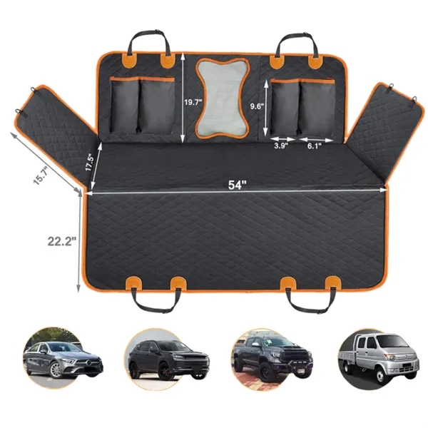 4-Layer Pet Vehicle Seat Cover with Zippered Side Flaps