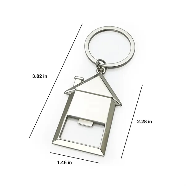 Metal Keychain With House Design Bottle Opener
