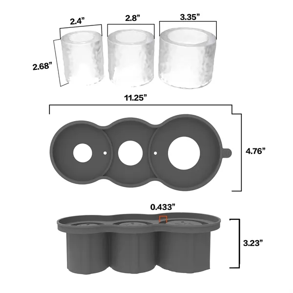 Lidded Silicone Ice Tray with Three Cube Sizes