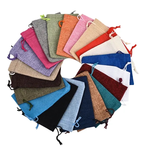 11 x 7 Inch Linen Pocket Bag with Drawstring Closure