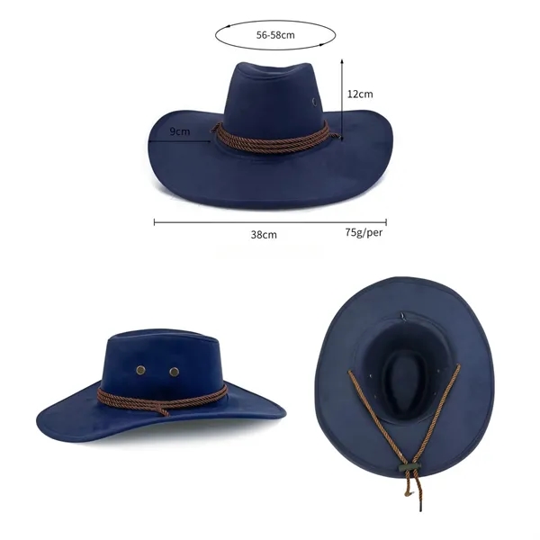 Outdoor Faux Suede Cowboy Hat with Wide Brim