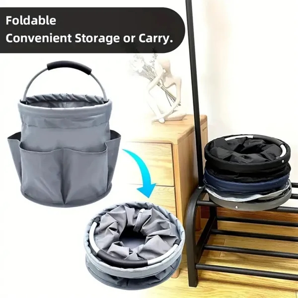 Folding Storage Tote with Waterproof PU Coating — Oxford — Black