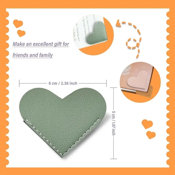 Stitched PU Leather Heart Page Bookmark