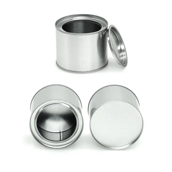 Decorative Round Tin Box, Mini Versatile Packaging Container — Iron — Silver