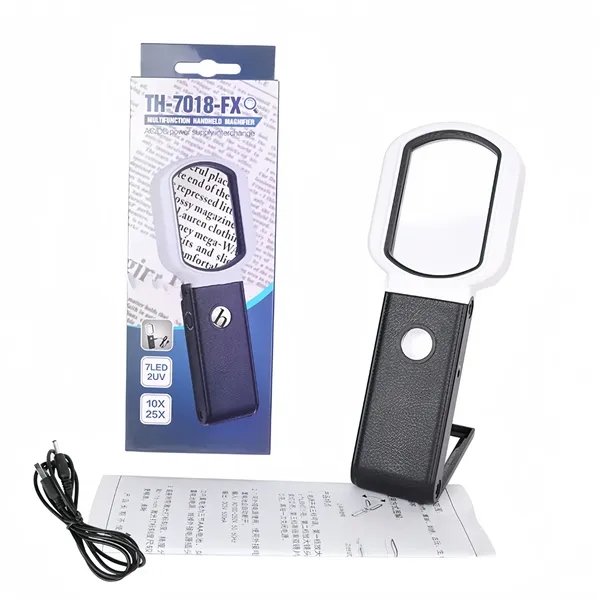 Professional 10X-25X Magnifying Glass with 7 LEDs and UV