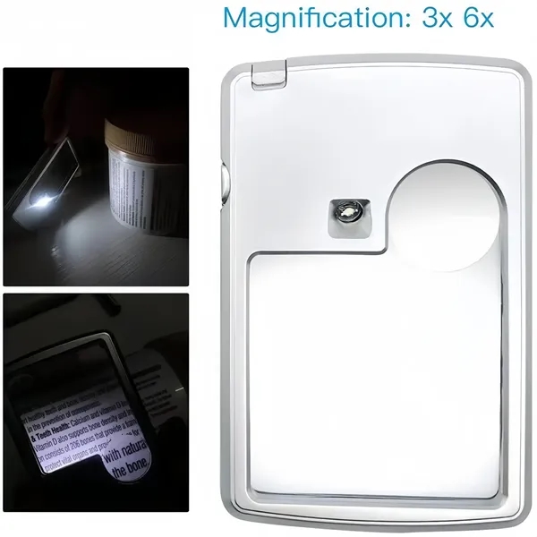 Portable 3X/6X Magnifier Card with Soft-Glow LEDs
