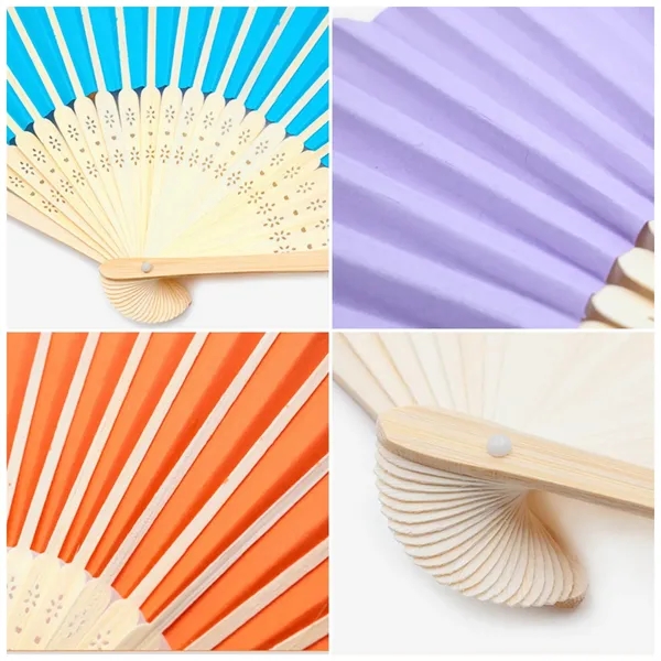 Compact Bamboo Paper Folding Fan 0.25 Inch Woodav电影