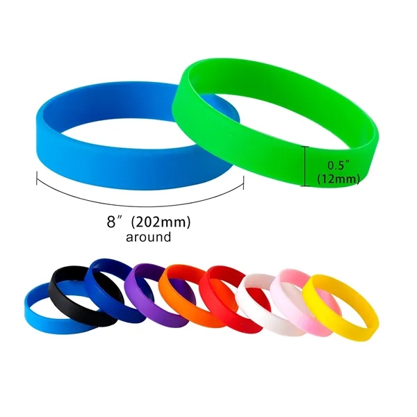 202mm Colored Blank Rubber Bracelets 1/2 Inch