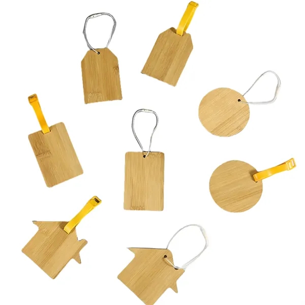 Wood Bamboo Personalized Luggage Tag For Travel — Wood — Yellow