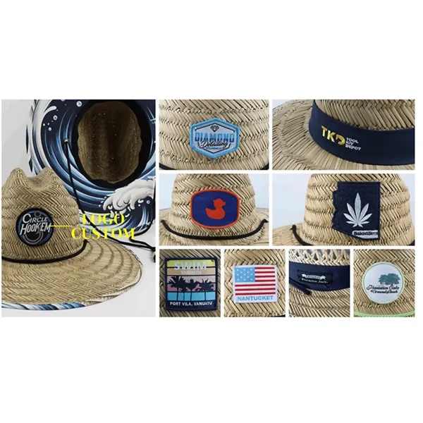 Western Straw Sun Hat with Reversible Printed Design