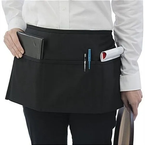 Lightweight Black Retail Work Apron, 3 Pockets — Black