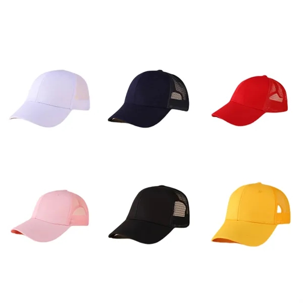 6 Panel Cotton Truck Cap with Half Net Design
