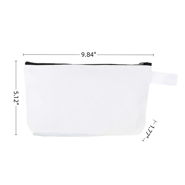 Plain Canvas Coin and Cosmetic Case — Canvas — White