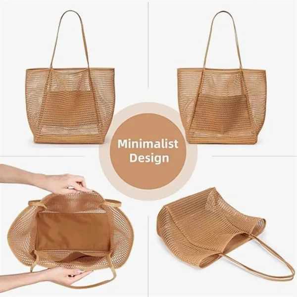 Lightweight Foldable Beach Tote with Lined Pocket