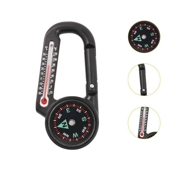 Rugged Thermometer Compass With Integrated Metal Carabiner