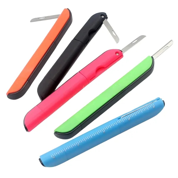 Portable ABS Ruler Pen With Black Ink And Cutting Tools — Abs — White