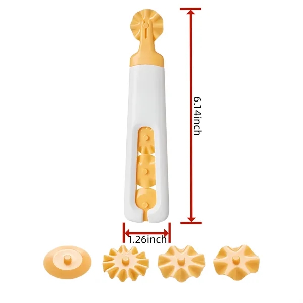4-in-1 Dough Cutter with Four Patterned Rollers — Plastic — White