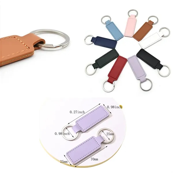 Lightweight Double Layer Keychain with PU Leather Finish — Pu — Blue