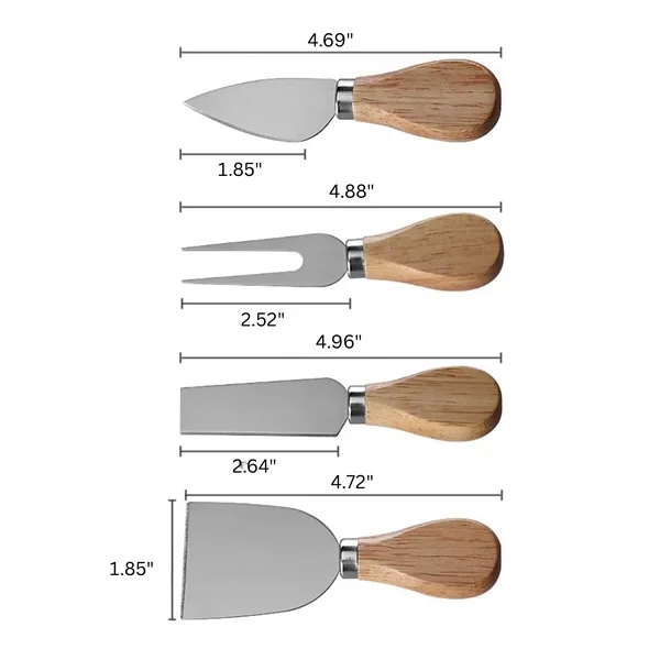 87 Inch Wooden Box with 4 Piece Cheese Cutlery