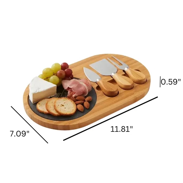 Bamboo Cutting Board Gift Set with Magnetic Knife Fork — Wood — Wood Brown