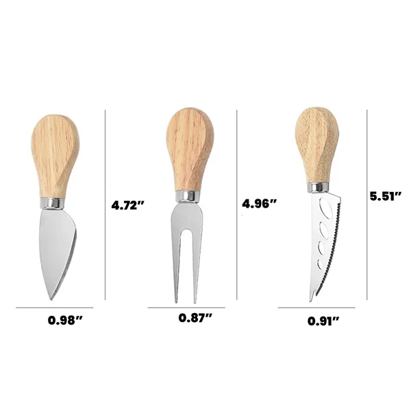 Cheese Knife and Fork Set with Wood Handles