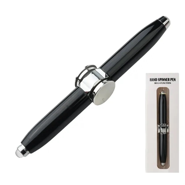 Silent 360 Rotating LED Ballpoint Pen — Metal — Red