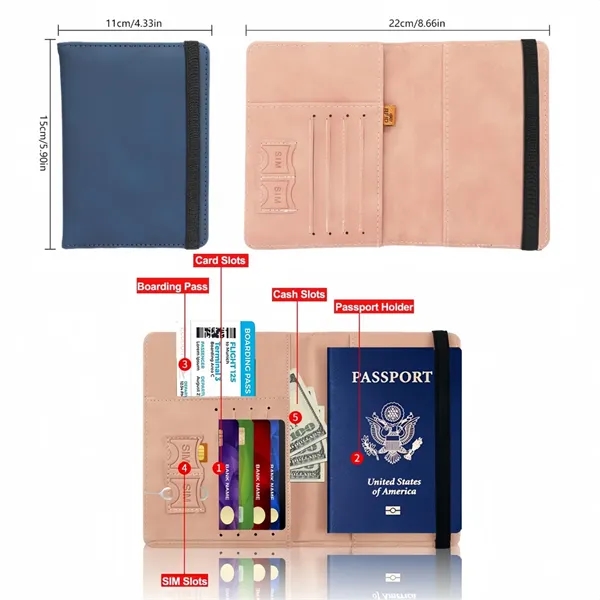 Travel Passport Cover in PU Leather with RFID Blocking
